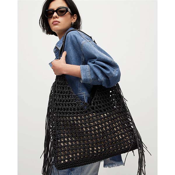 Allsaints Australia Womens Sabine Crochet Bag Black AU85-715